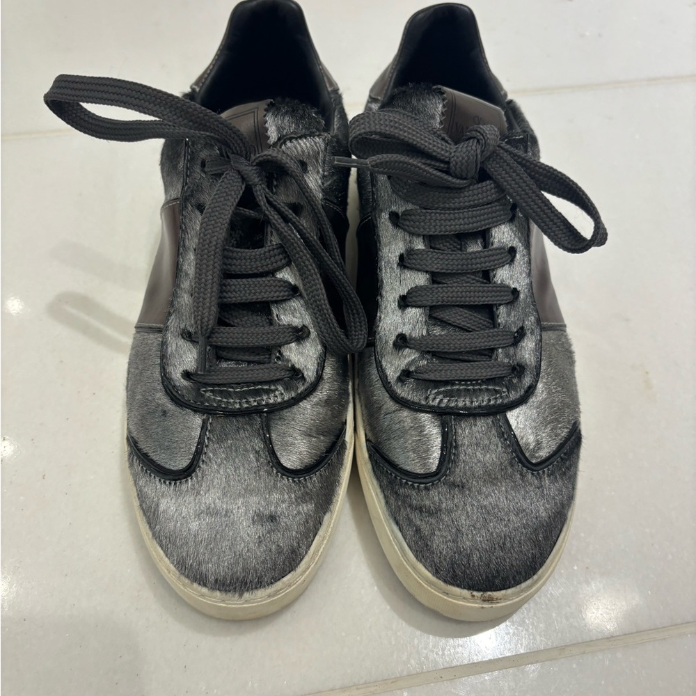 Valentino Garavani Black and Gray Fur Sneakers